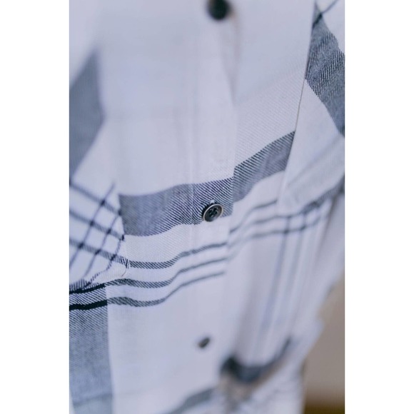 Anthropologie Cloth & Stone Hannah Midi White Plaid Button Down Shirt Dress Sz S - Picture 6 of 11